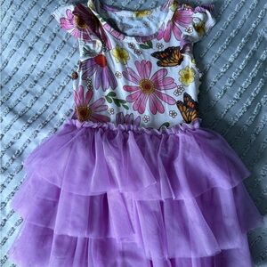 Posh Peanut Pink Floral & Purple Accents Knit Dress